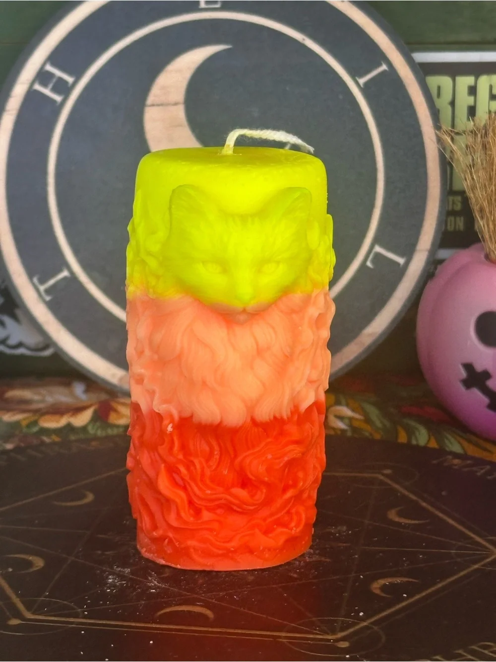 Cat of Flame Pillar Candle